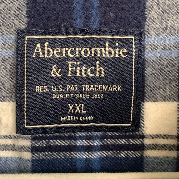 Men Abercrombie & Fitch XXL Plaid Button Long Sleeve Flannel Shirt Rodeo Preppy - Picture 9 of 13